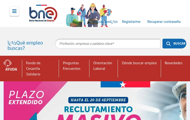 Bolsa Nacional de Empleo screenshot Bolsa Nacional de Empleo job board platform screenshot showing job search interface
