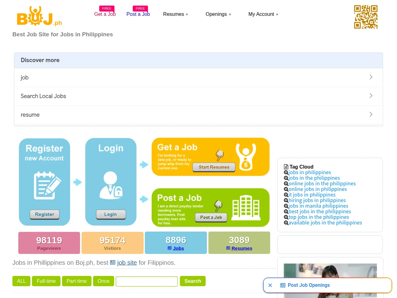 Boj.ph screenshot Boj.ph job board platform screenshot showing job search interface