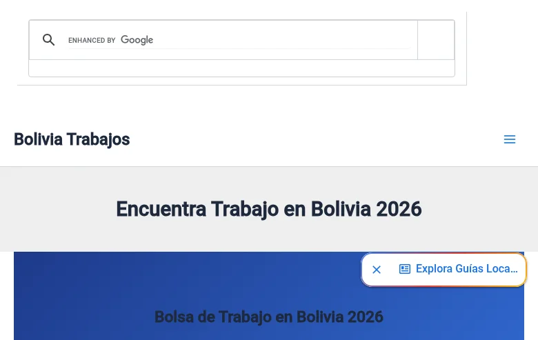 Bolivia Trabajos job board platform screenshot showing job search interface