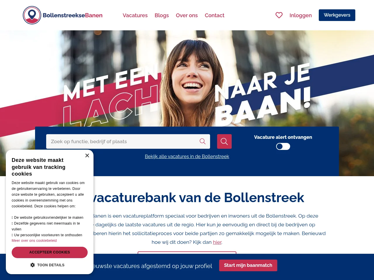 BollenstreekseBanen job board platform screenshot showing job search interface