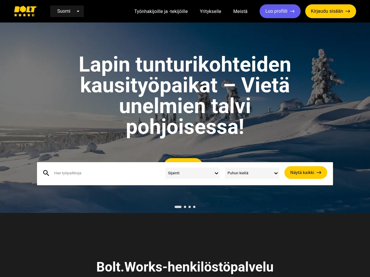 Bolt.Works job board platform screenshot showing job search interface