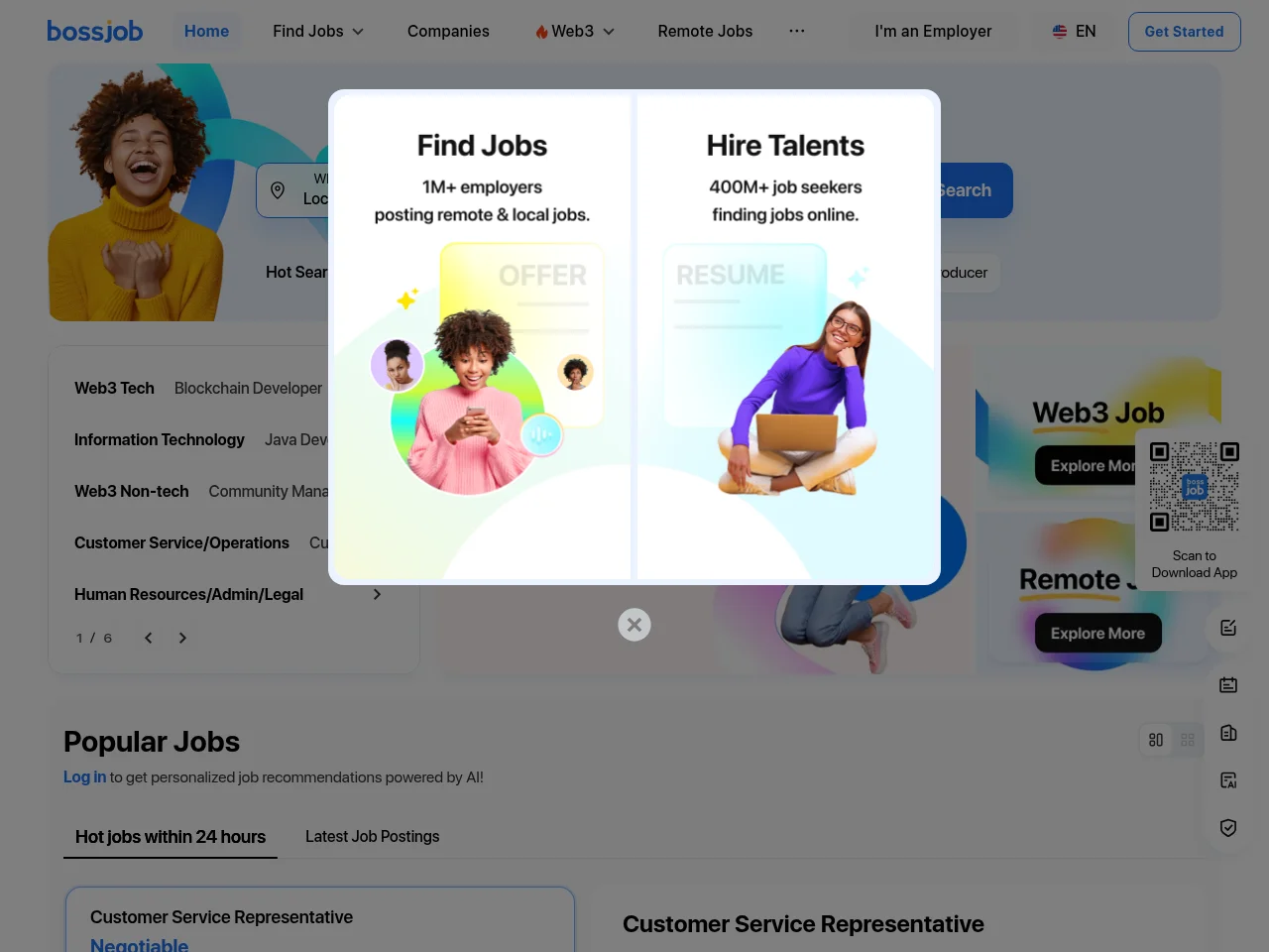 bossjob screenshot bossjob job board platform screenshot showing job search interface