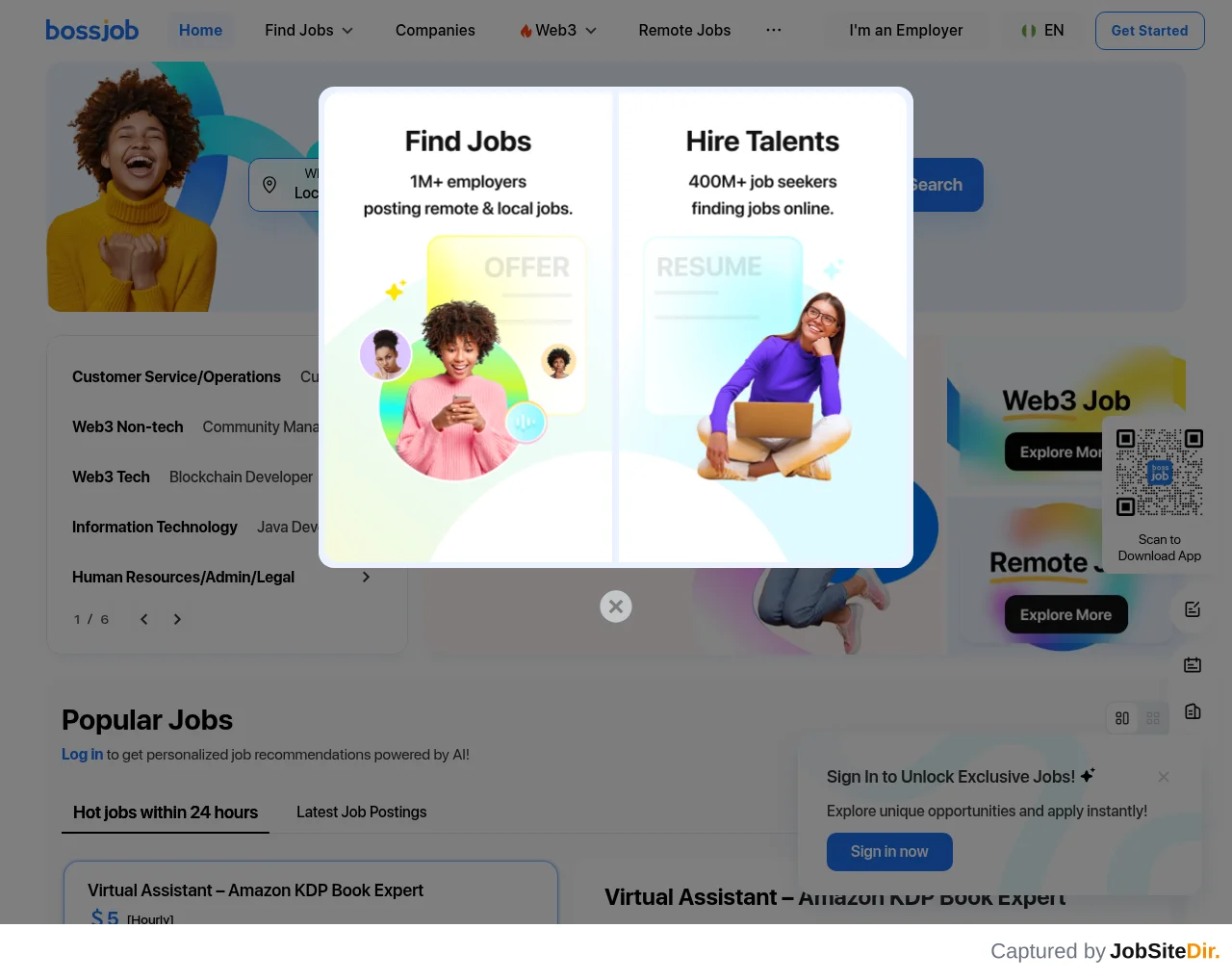 bossjob website screenshot