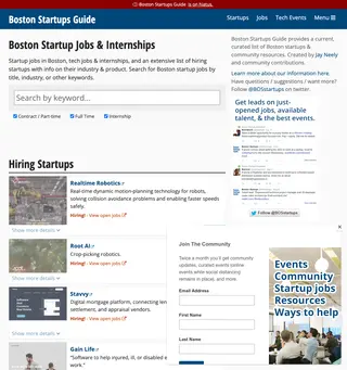 Boston Startups Guide platform preview
