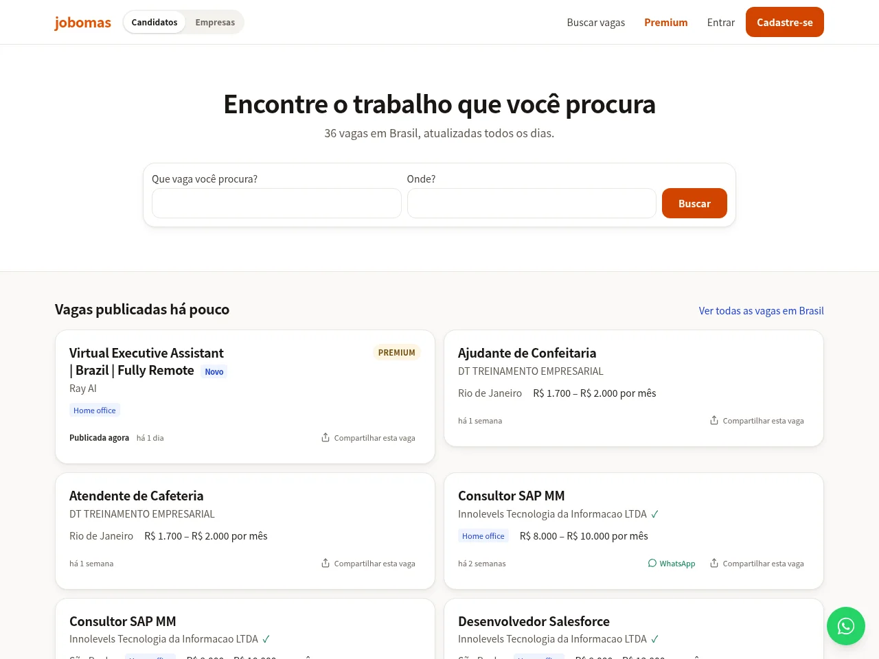 Jobomas Brasil screenshot Jobomas Brasil website screenshot