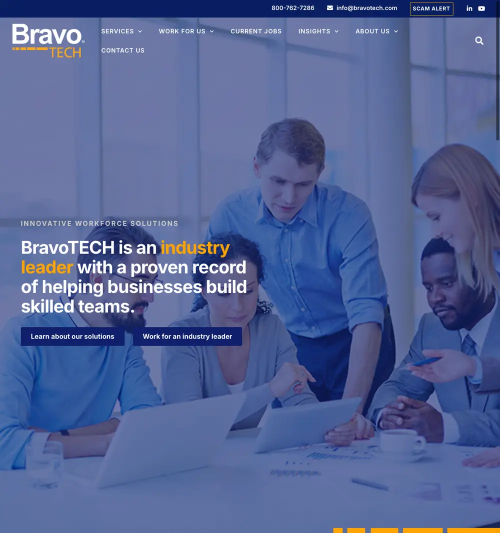 BravoTECH job board platform screenshot showing job search interface
