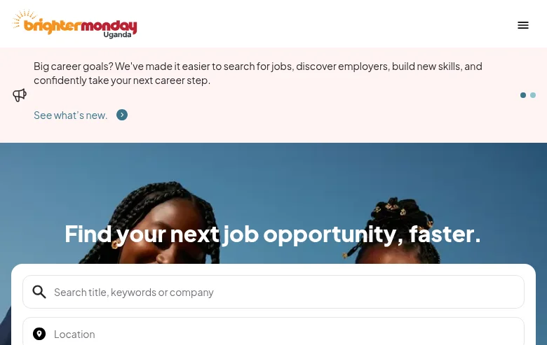 BrighterMonday job board platform screenshot showing job search interface