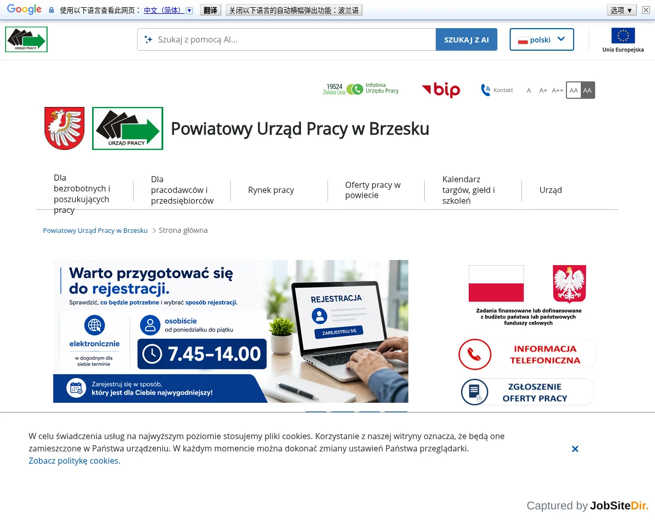 Powiatowy Urząd Pracy w Brzesku website screenshot