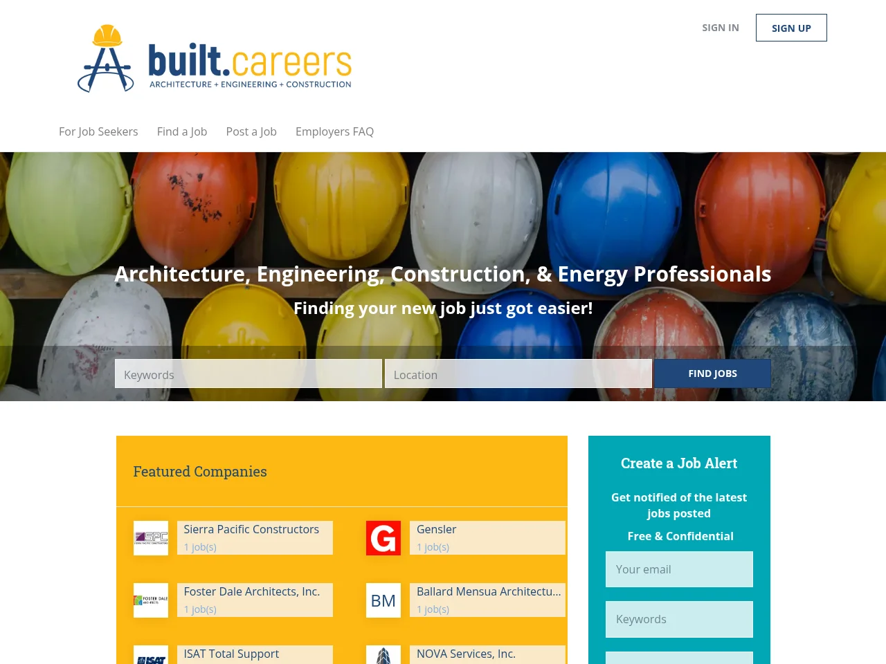 built.careers job board platform screenshot showing job search interface