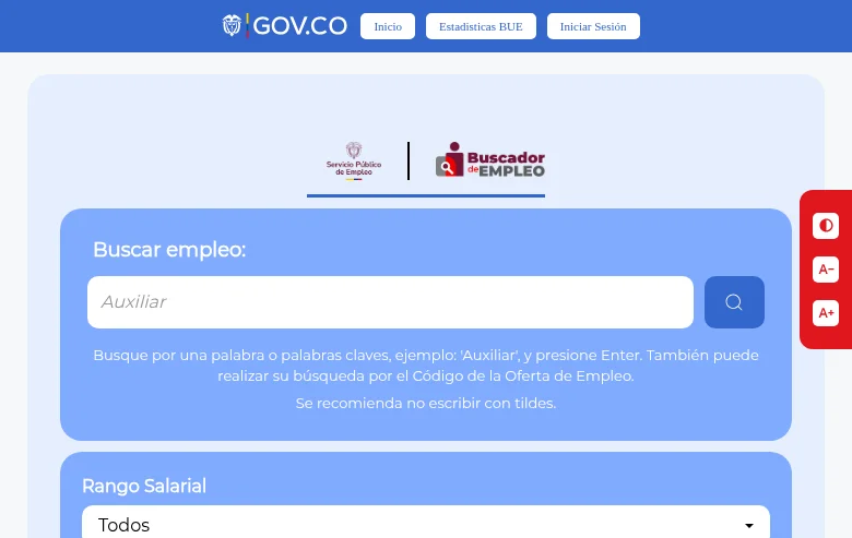Buscador de Empleo screenshot Buscador de Empleo job board platform screenshot showing job search interface