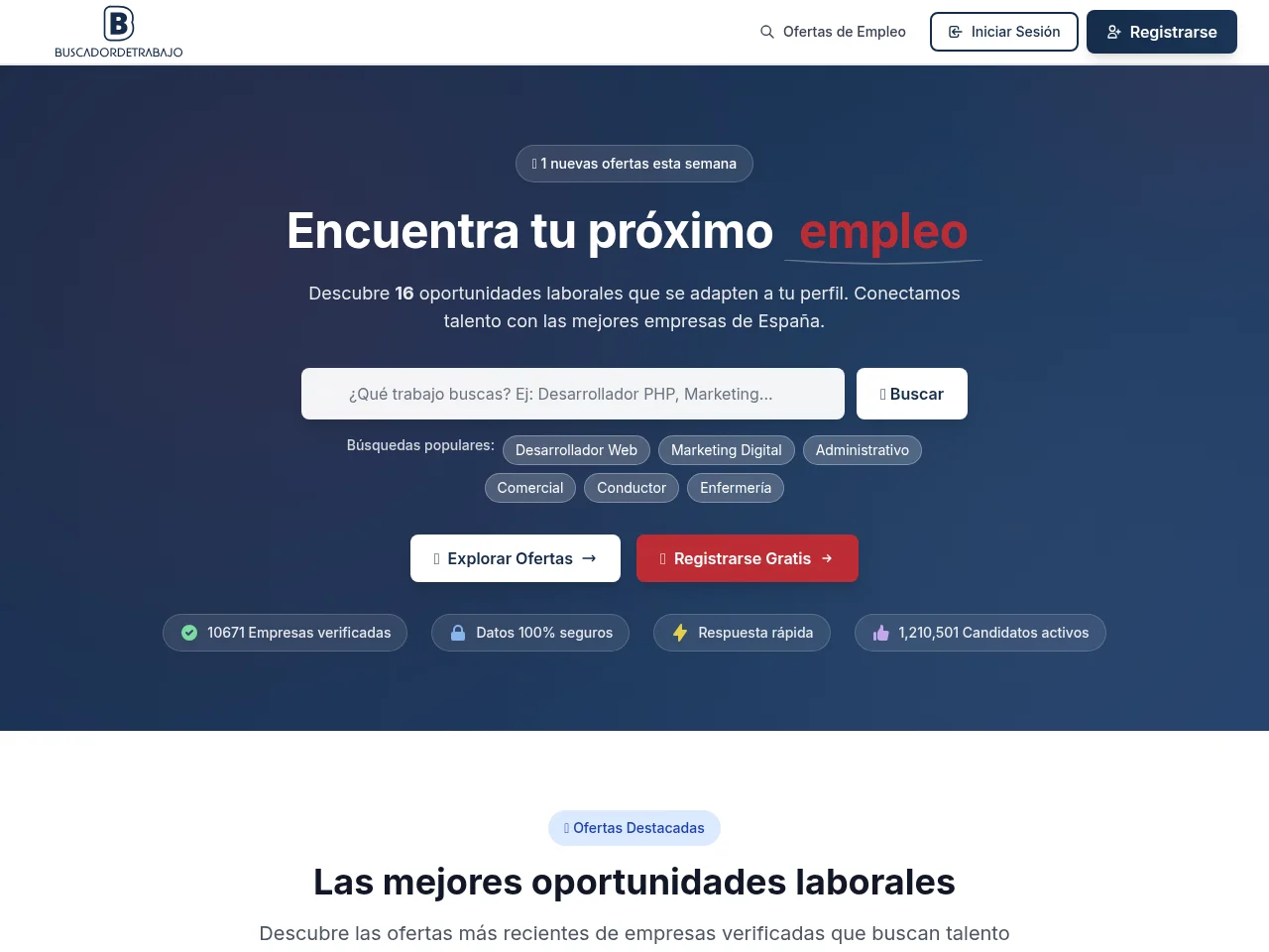 Buscador de Trabajo screenshot Buscador de Trabajo job board platform screenshot showing job search interface