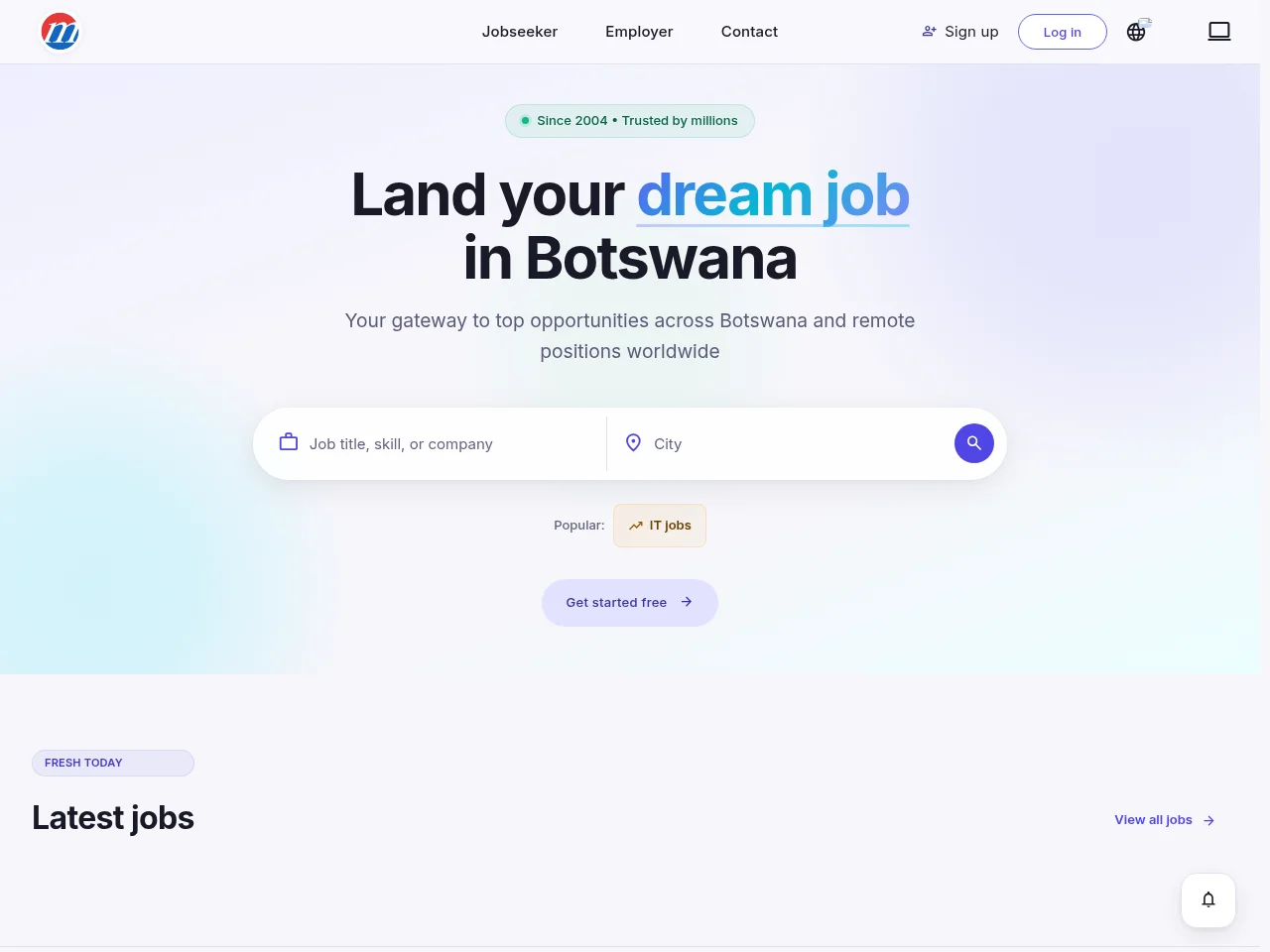 Mustakbil.com job board platform screenshot showing job search interface