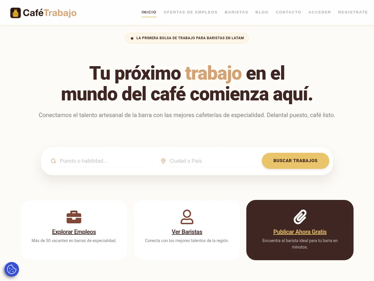 Café Trabajo screenshot Café Trabajo job board platform screenshot showing job search interface