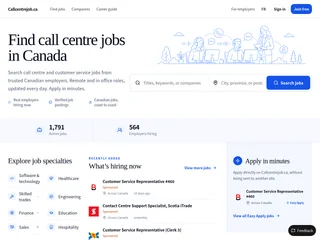 Callcentrejob.ca screenshot preview