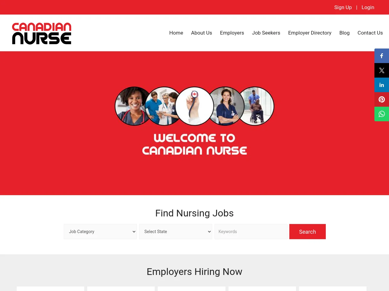 CanadianNurse.org screenshot CanadianNurse.org job board platform screenshot showing job search interface