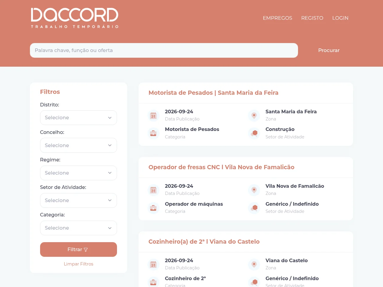 Daccord job board platform screenshot showing job search interface