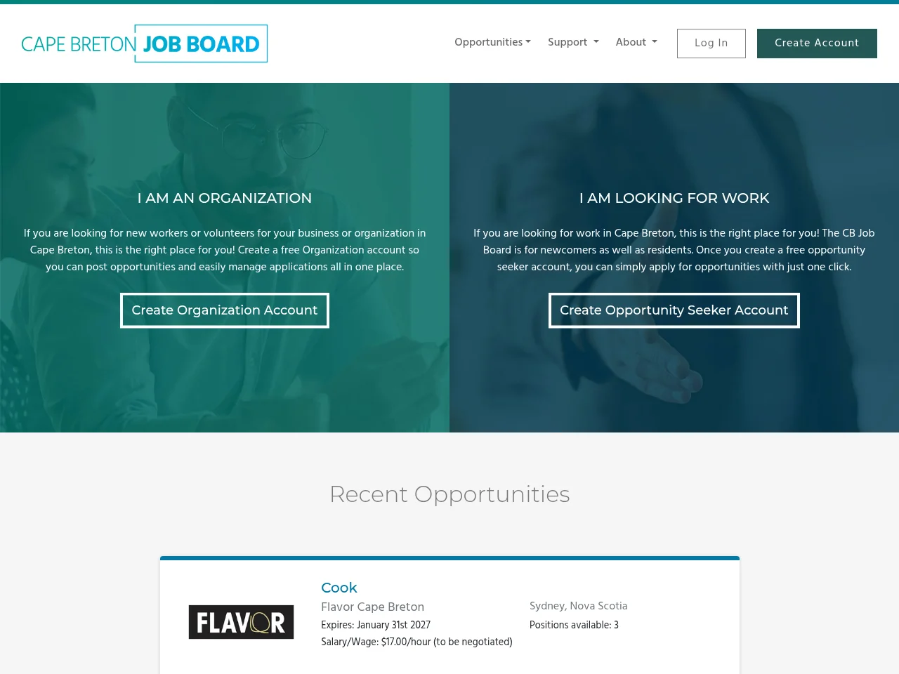 Cape Breton Partnership Job Board screenshot Cape Breton Partnership Job Board job board platform screenshot showing job search interface