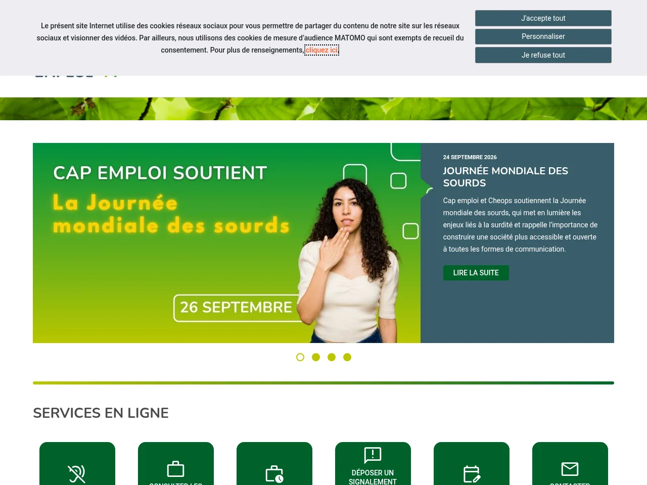 Cap emploi 44 screenshot Cap emploi 44 job board platform screenshot showing job search interface