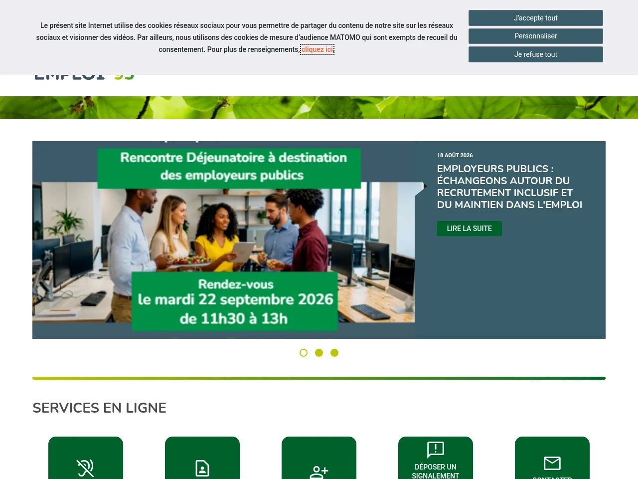 Cap emploi 95 screenshot Cap emploi 95 job board platform screenshot showing job search interface