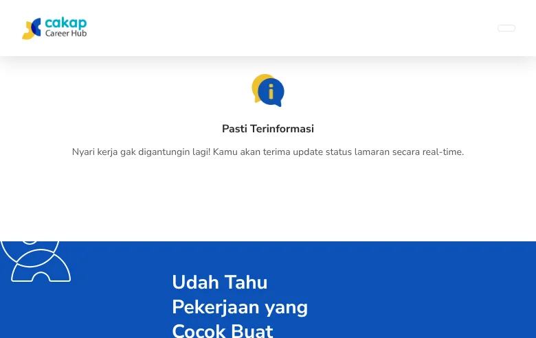 Cakap Career Hub job board platform screenshot showing job search interface