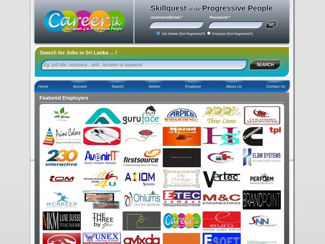 Career.lk screenshot Career.lk job board platform screenshot showing job search interface
