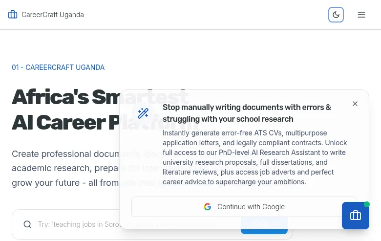 CareerCraft Uganda screenshot CareerCraft Uganda job board platform screenshot showing job search interface