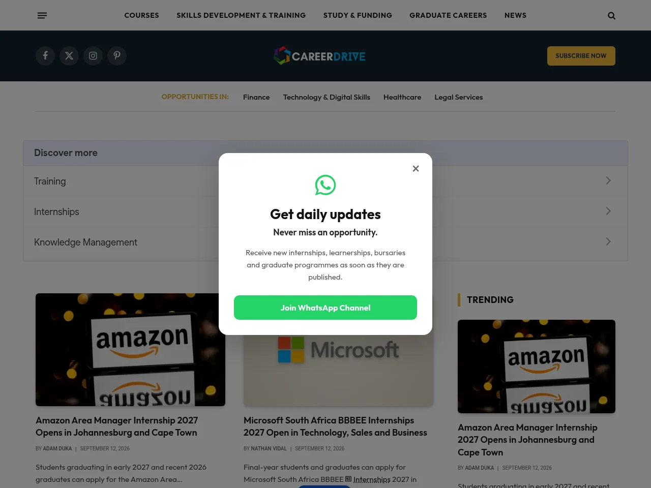 Career Drive job board platform screenshot showing job search interface