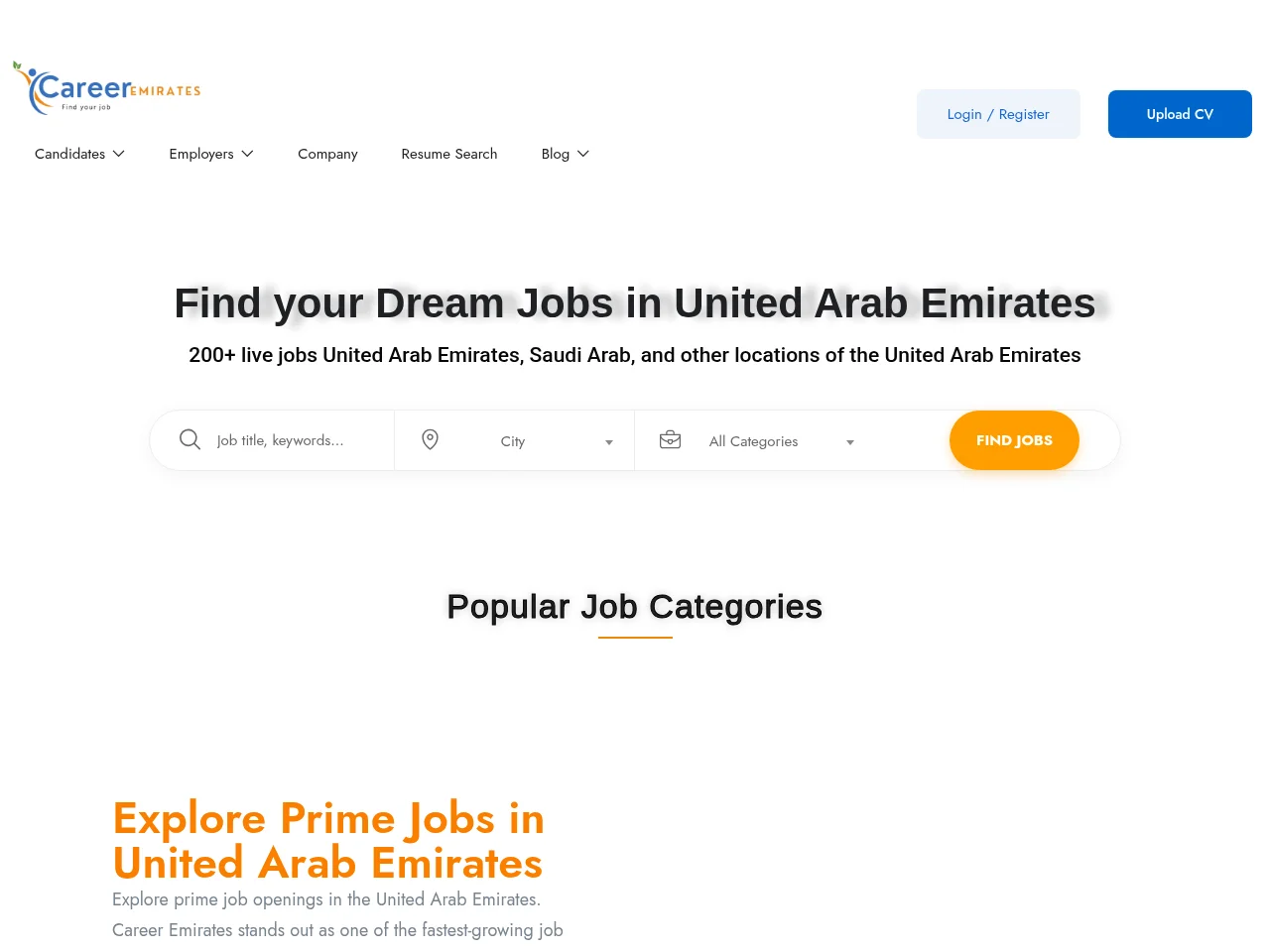 Career Emirates screenshot Career Emirates job board platform screenshot showing job search interface