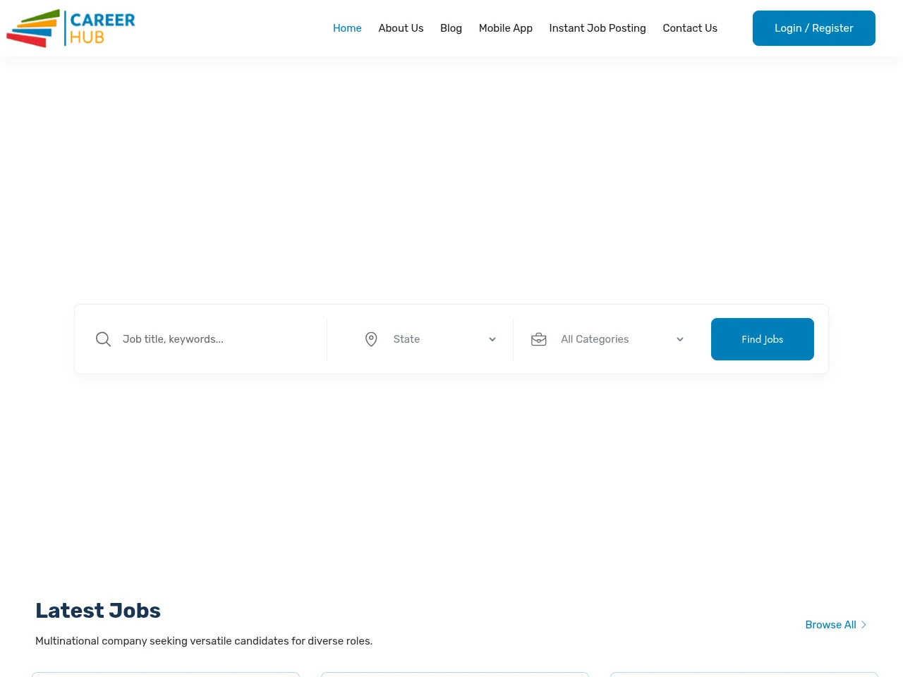 CareerHub screenshot CareerHub job board platform screenshot showing job search interface