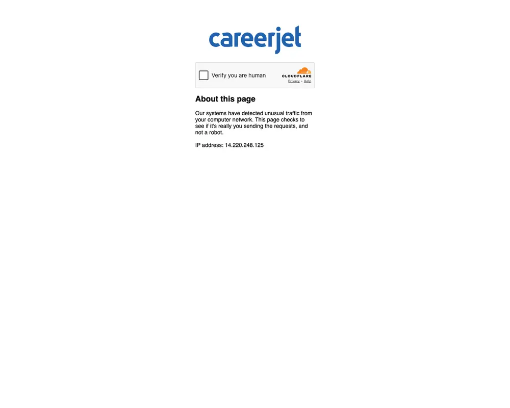 Careerjet job board platform screenshot showing job search interface