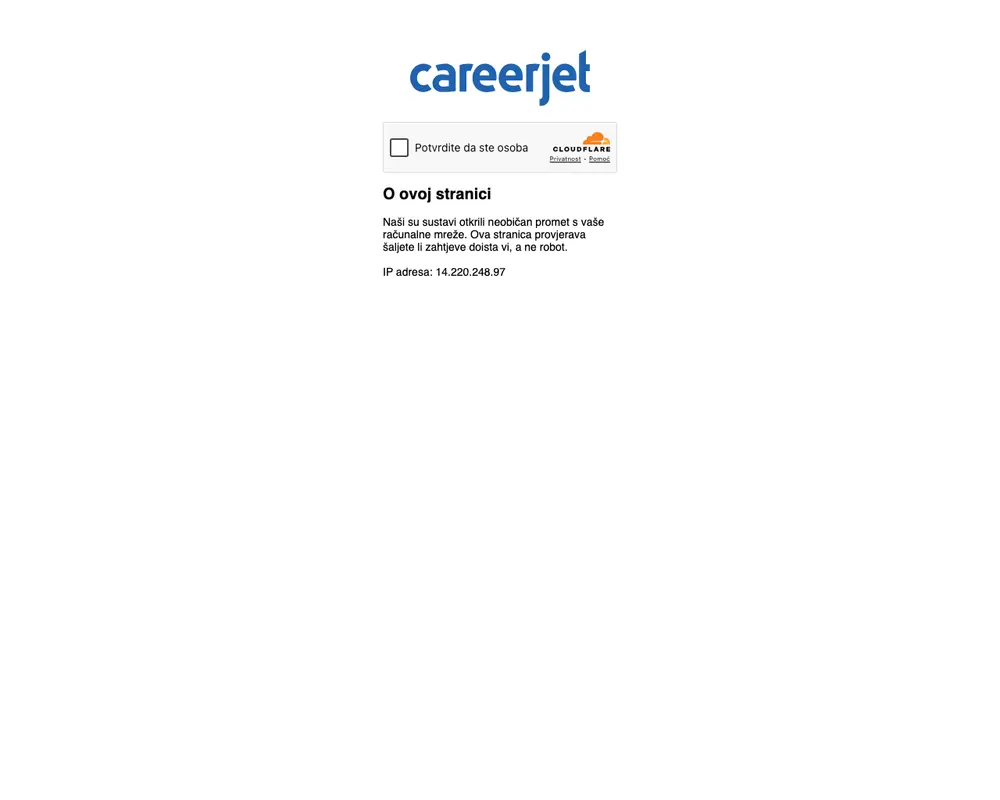 Careerjet job board platform screenshot showing job search interface