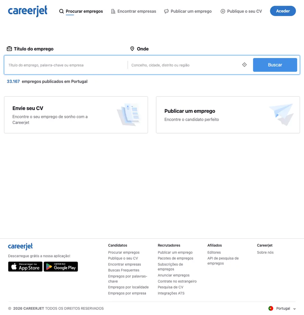 Careerjet job board platform screenshot showing job search interface