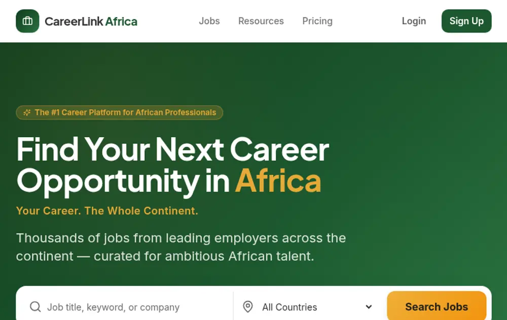 CareerLink Africa screenshot CareerLink Africa job board platform screenshot showing job search interface