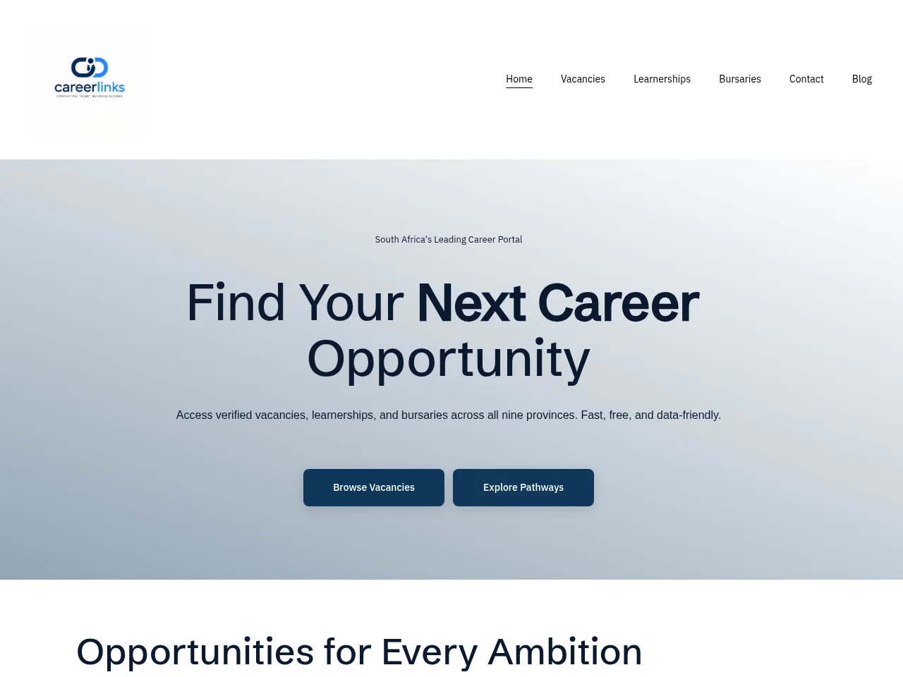 CareerLinks screenshot CareerLinks website screenshot
