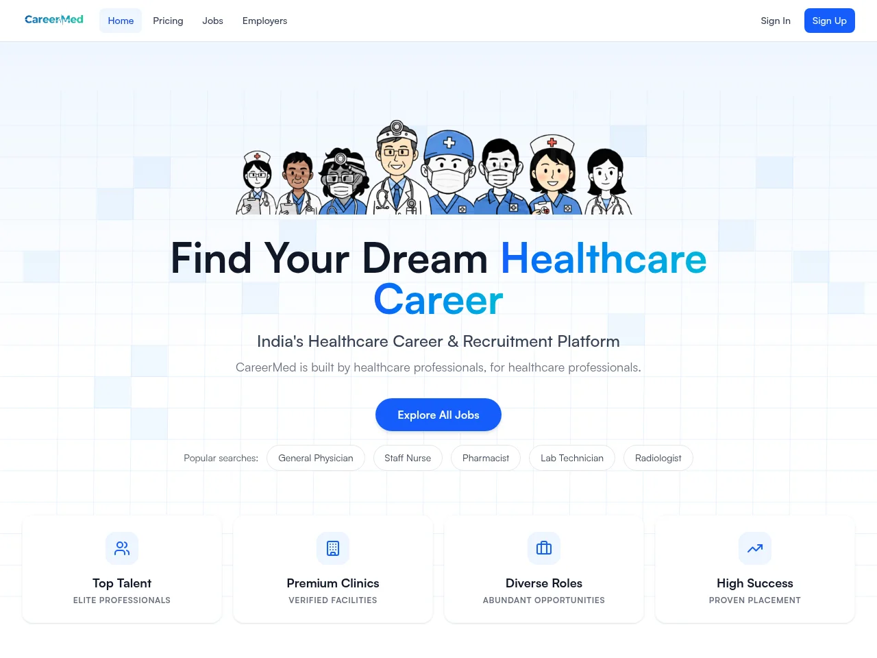 CareerMed screenshot CareerMed job board platform screenshot showing job search interface
