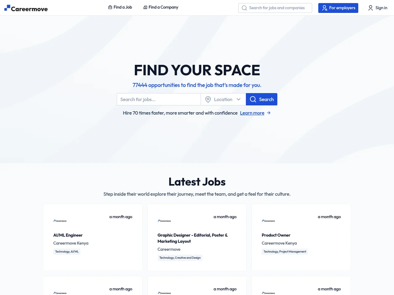 Careermove screenshot Careermove job board platform screenshot showing job search interface