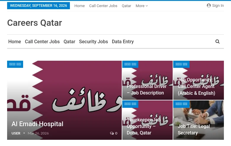 Careers Qatar screenshot Careers Qatar job board platform screenshot showing job search interface