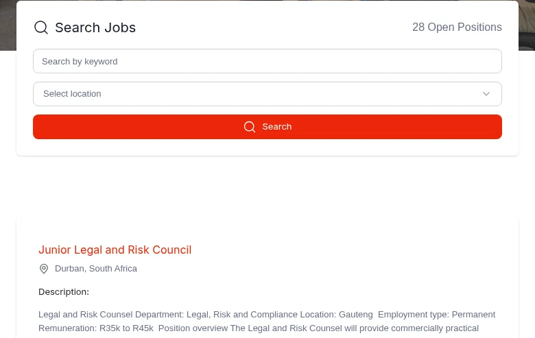 Jobs2Day job board platform screenshot showing job search interface