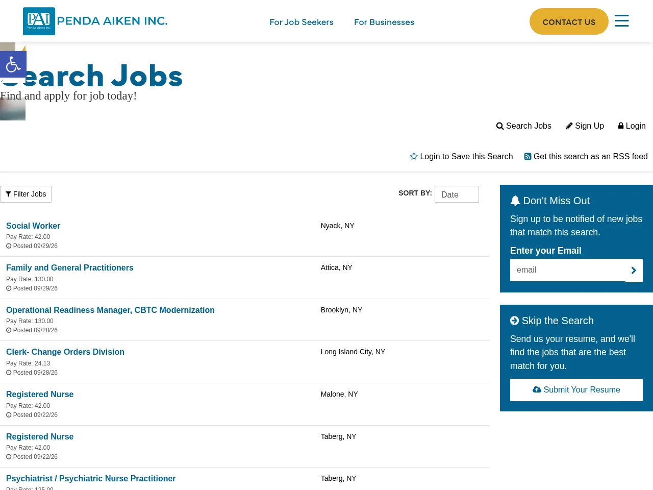 Penda Aiken, Inc screenshot Penda Aiken, Inc job board platform screenshot showing job search interface