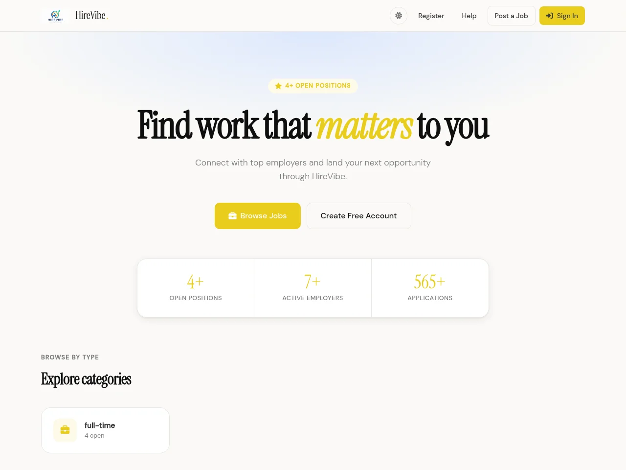 HireVibe website screenshot