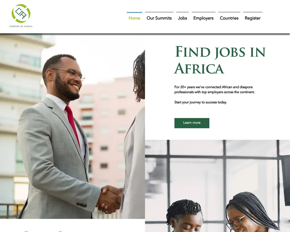 Careers in Africa screenshot Careers in Africa job board platform screenshot showing job search interface