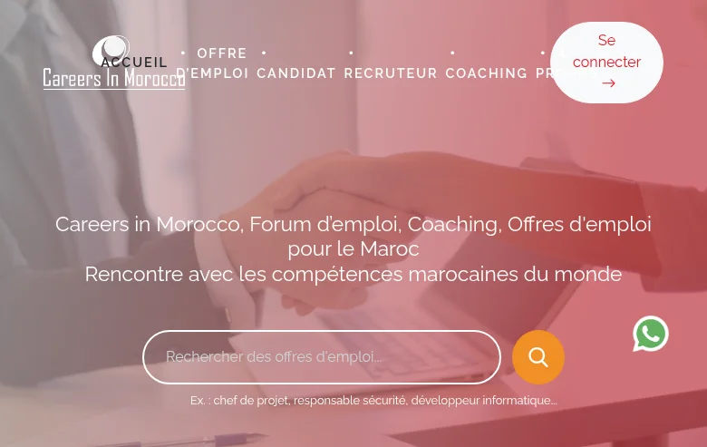 Careers in Morocco job board platform screenshot showing job search interface