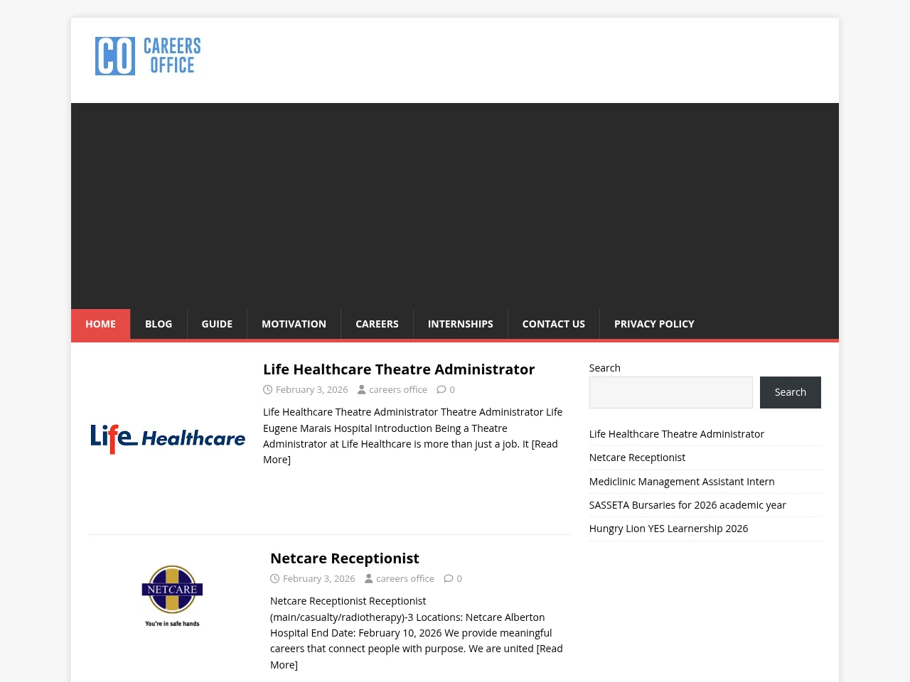 Careers Office job board platform screenshot showing job search interface