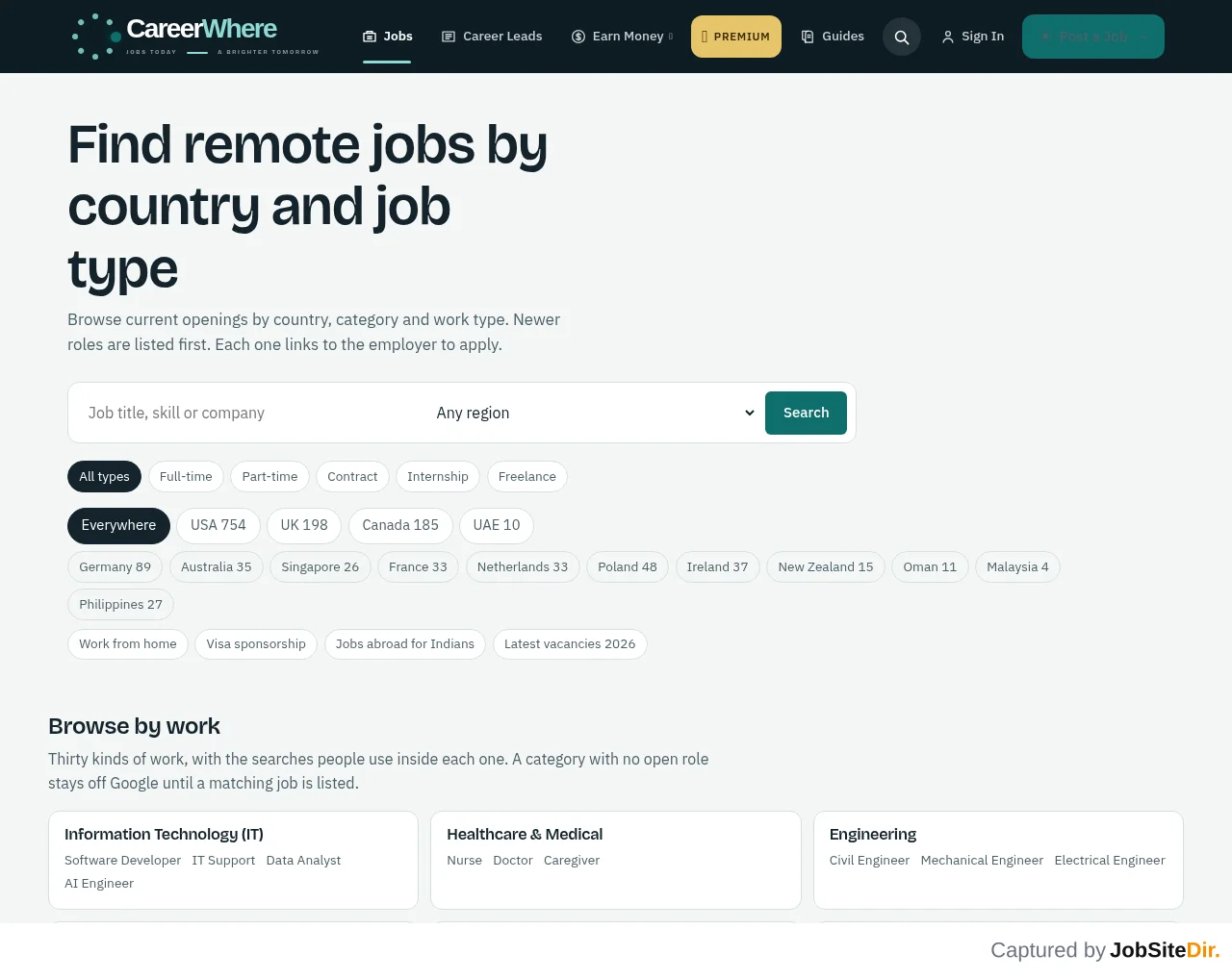 CareerWhere website screenshot