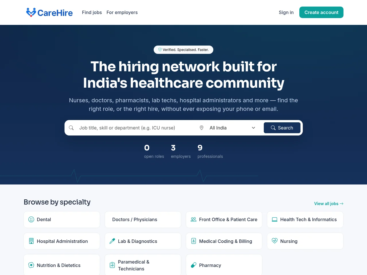 CareHire screenshot CareHire job board platform screenshot showing job search interface