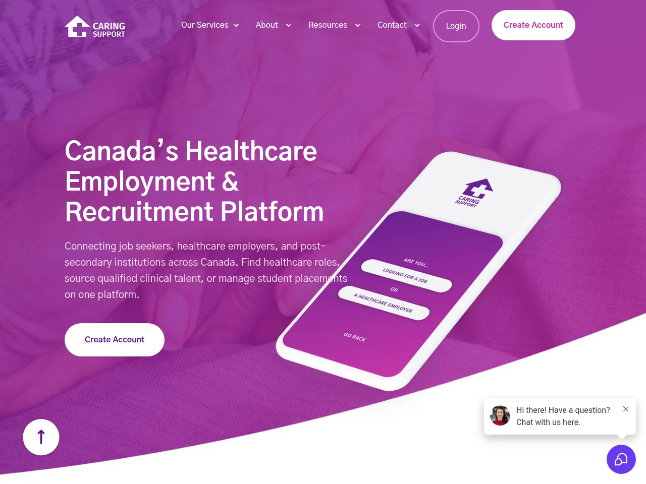 Caring Support screenshot Caring Support job board platform screenshot showing job search interface