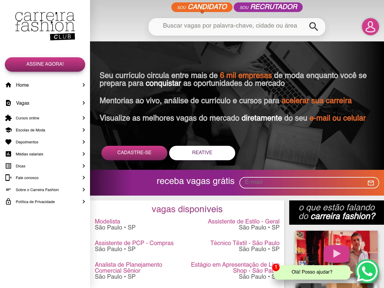 Carreira Fashion screenshot Carreira Fashion job board platform screenshot showing job search interface