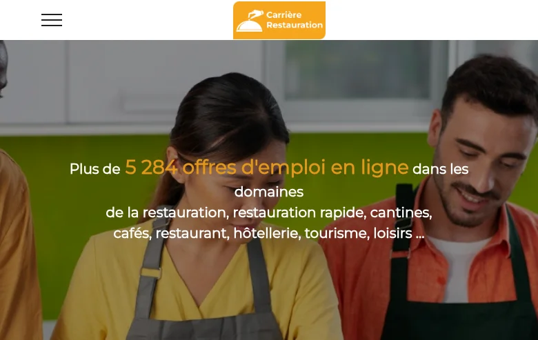Carrière Restauration job board platform screenshot showing job search interface
