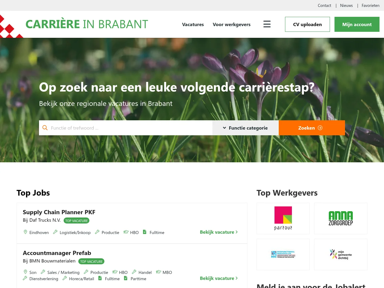 Carrière in Brabant screenshot Carrière in Brabant job board platform screenshot showing job search interface