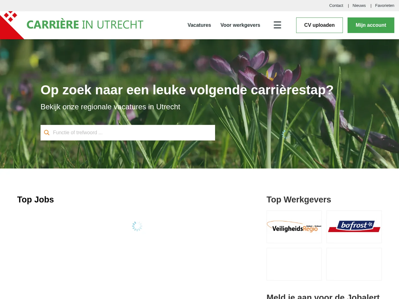 Carrière in Utrecht screenshot Carrière in Utrecht job board platform screenshot showing job search interface